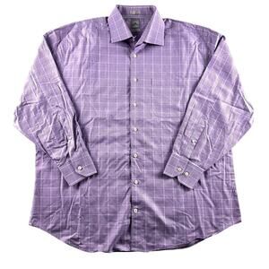 Peter Millar Adult Men's XL Purple Plaid Cotton Long Sleeve Button Up Shirt 17.5